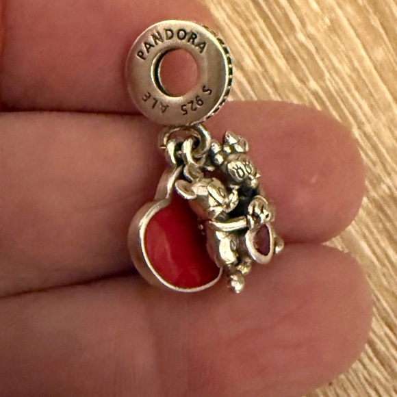 Disney Silver Charm with Red Heart Mickey & Minnie - Picture 7 of 7